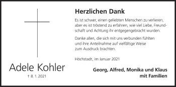 Anzeige von Adele Kohler von MGO