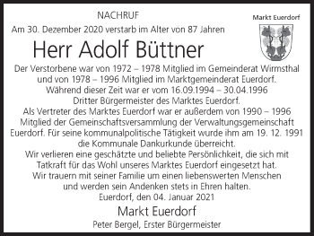 Anzeige von Adolf Büttner von MGO