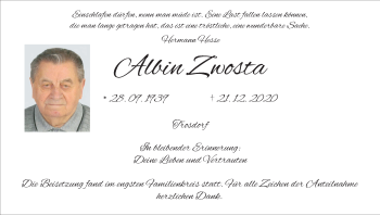 Anzeige von Albin Zwosta von MGO