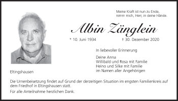 Anzeige von Albin Zänglein von MGO