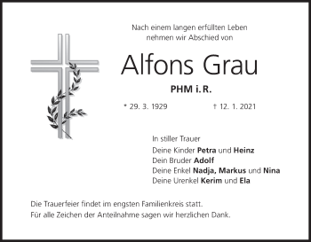 Anzeige von Alfons Grau von MGO