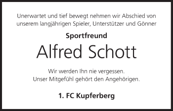Anzeige von Alfred Schott von MGO