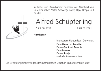 Anzeige von Alfred Schüpferling von MGO