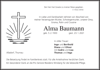 Anzeige von Alma Baumann von MGO