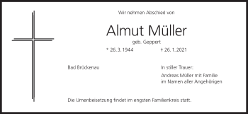 Anzeige von Almut Müller von MGO