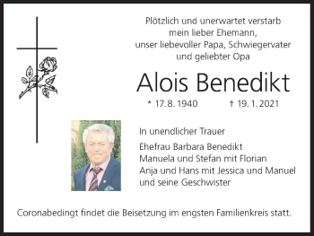 Anzeige von Alois Benedikt von MGO