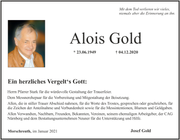 Anzeige von Alois Gold von MGO