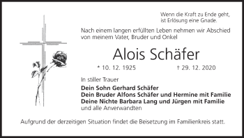 Anzeige von Alois Schäfer von MGO