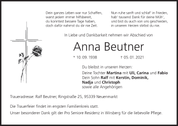 Anzeige von Anna Beutner von MGO