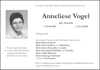 Anzeige von Anneliese Vogel von MGO