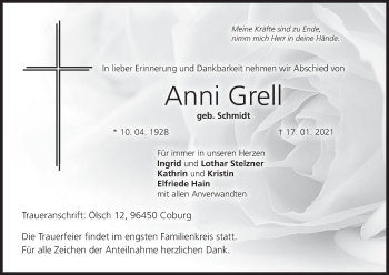Anzeige von Anni Grell von MGO