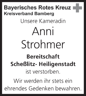 Anzeige von Anni Strohmer von MGO
