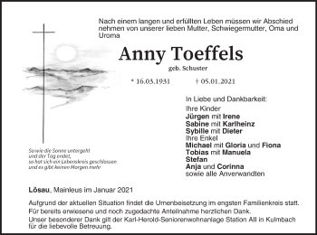 Anzeige von Anny Toeffels von MGO