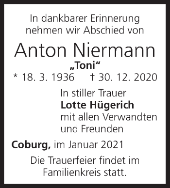 Anzeige von Anton Niermann von MGO