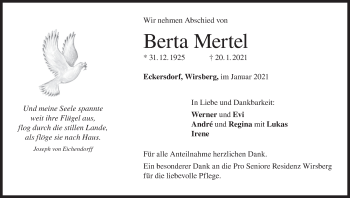 Anzeige von Berta Mertel von MGO