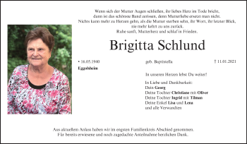 Anzeige von Brigitta Schlund von MGO