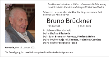 Anzeige von Bruno Brückner von MGO