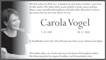 Anzeige von Carola Vogel von MGO
