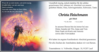 Anzeige von Christa Fleischmann von MGO