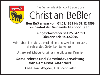 Anzeige von Christian Beßler von MGO