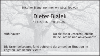 Anzeige von Dieter Bialek von MGO
