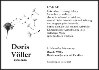 Anzeige von Doris Völler von MGO