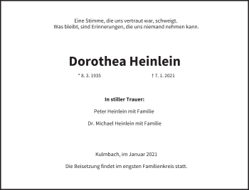 Anzeige von Dorothea Heinlein von MGO