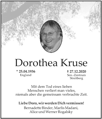 Anzeige von Dorothea Kruse von MGO