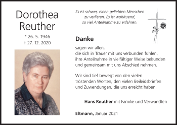 Anzeige von Dorothea Reuther von MGO