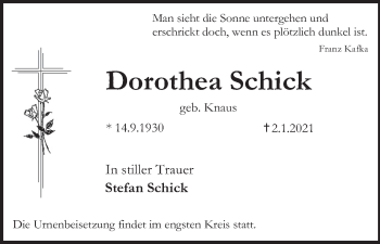 Anzeige von Dorothea Schick von MGO