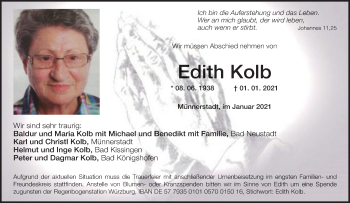 Anzeige von Edith Kolb von MGO