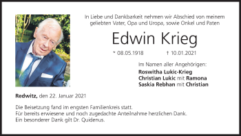 Anzeige von Edwin Krieg von MGO