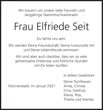 Anzeige von Elfriede Seit von MGO