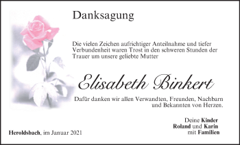 Anzeige von Elisabeth Binkert von MGO