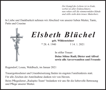 Anzeige von Elsbeth Blüchel von MGO