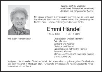Anzeige von Emmi Händel von MGO