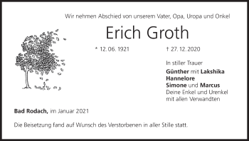 Anzeige von Erich Groth von MGO