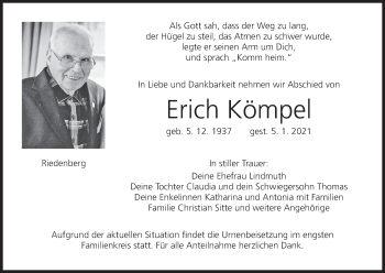 Anzeige von Erich Kömpel von MGO