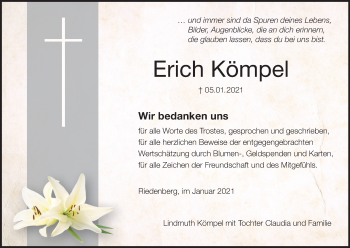 Anzeige von Erich Kömpel von MGO