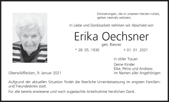 Anzeige von Erika Oechsner von MGO
