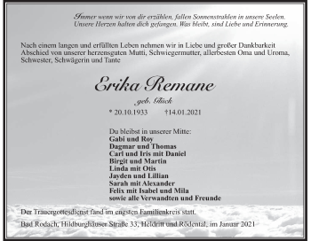 Anzeige von Erika Remane von MGO