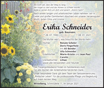 Anzeige von Erika Schneider von MGO