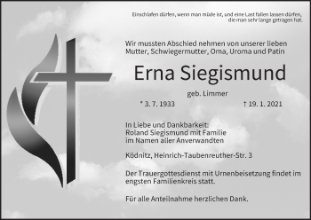Anzeige von Erna Siegismund von MGO