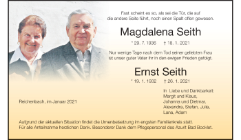 Anzeige von Ernst Seith von MGO