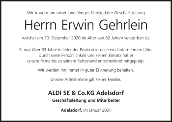 Anzeige von Erwin Gehrlein von MGO