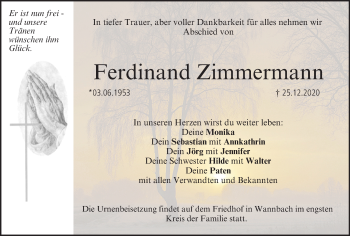 Anzeige von Ferdinand Zimmermann von MGO