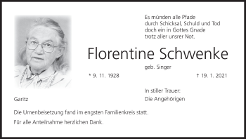 Anzeige von Florentine Schwenke von MGO