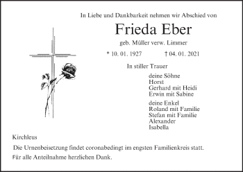 Anzeige von Frieda Eber von MGO