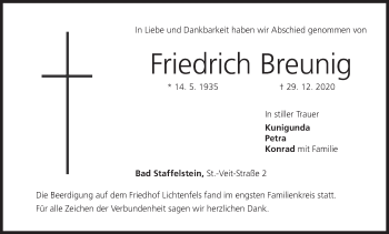 Anzeige von Friedrich Breunig von MGO