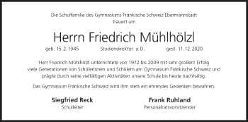Anzeige von Friedrich Mühlhölzl von MGO